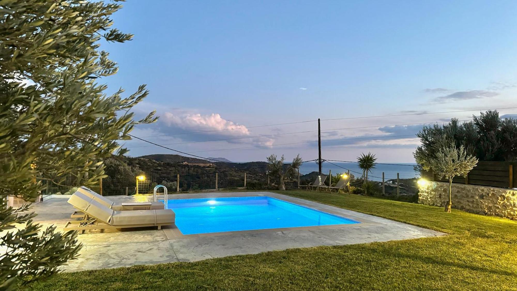 Villa Michael Triopetra Private Villa, Private Swimming Pool, Garden, Panoramic Sunset Exterior foto